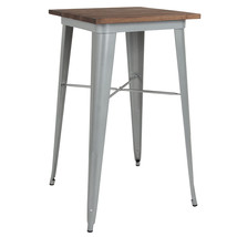 23.5SQ Silver Metal Bar Table CH-31330-40M1-SIL-GG - $170.95