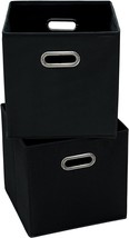 Black Fabric 11 Inch Cube Storage Bins With Handles, Foldable Basket For... - $44.99