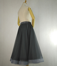 Black Ruffle Knee Length Tulle Skirt High Waisted Layered Ballerina Skirt Outfit image 9