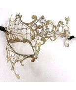 Gold Lady Phantom Laser Cut Venetian Mask Masquerade Metal Filigree Hall... - $12.86