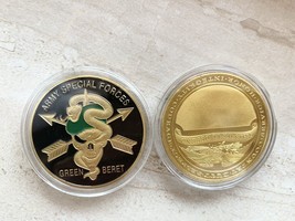 U.S. United States Army Special Forces Green Beret Gold Plated Challenge Coin - $14.84