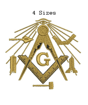 Masonic Logo Embroidery Design, 3 sizes