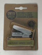 Mini Bamboo Pocket Stapler with 100 Staples, ONYX + Green #4803, New - $14.99