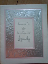 Vintage Thinking Of You With Deepest Sympathy Silver Border Gibson Greet... - $2.99