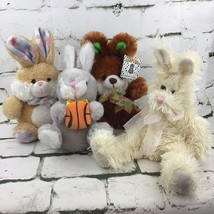 Plush Easter Bunnies Lot Of 4 Rabbits Stuffed Animals Basketball Holiday Gifts - $14.84