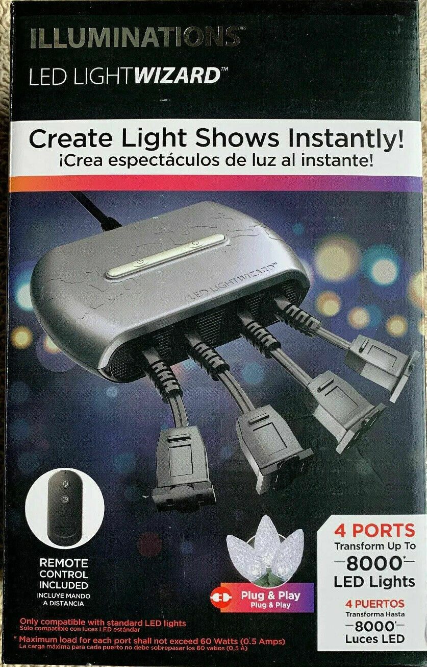 Illuminations LED Light Wizard Plug Play Light Show 4 Ports Remote