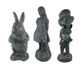 Alice in Wonderland White Rabbit, Mad Hatter, Alice Oxidized Garden Stat... - $217.79