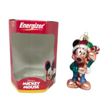 VTG Energizer Disney Mickey Mouse Handcrafted Blown Glass Candy Cane Santa - $8.02