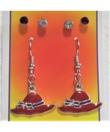 3 pair Fashion Earrings Red and Purple Hats with Crystal AB and Red Studs - $4.00