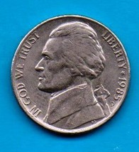 1985 D Jefferson Nickel - Circulated - Strong features - About XF - $0.05