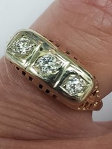 Estate 14K 2-Tone 3-Stone Old European Cut Diamonds Ring Vintage, 1930s - $1,350.00