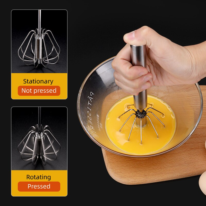 Stainless Whisks, Semi-automatic Egg Whisk Beater Mixer, Easy Use and Save  Much Energy During Beating Mixing Stirring for Kitchen, Easy Whisk (12  inch) 