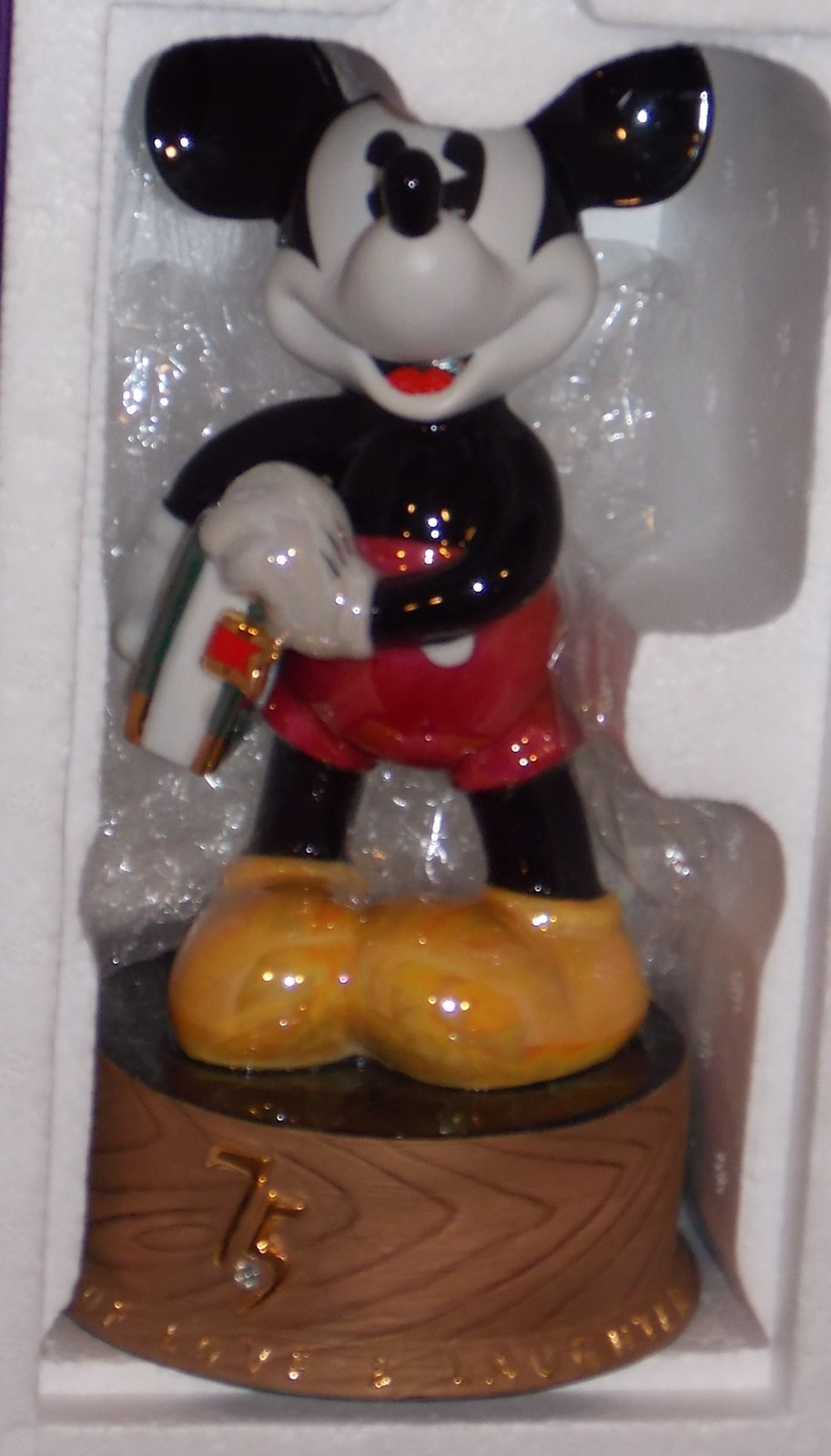 Disney 75 Years Of Love & Laughter Mickey Mouse Figurine With Certificate