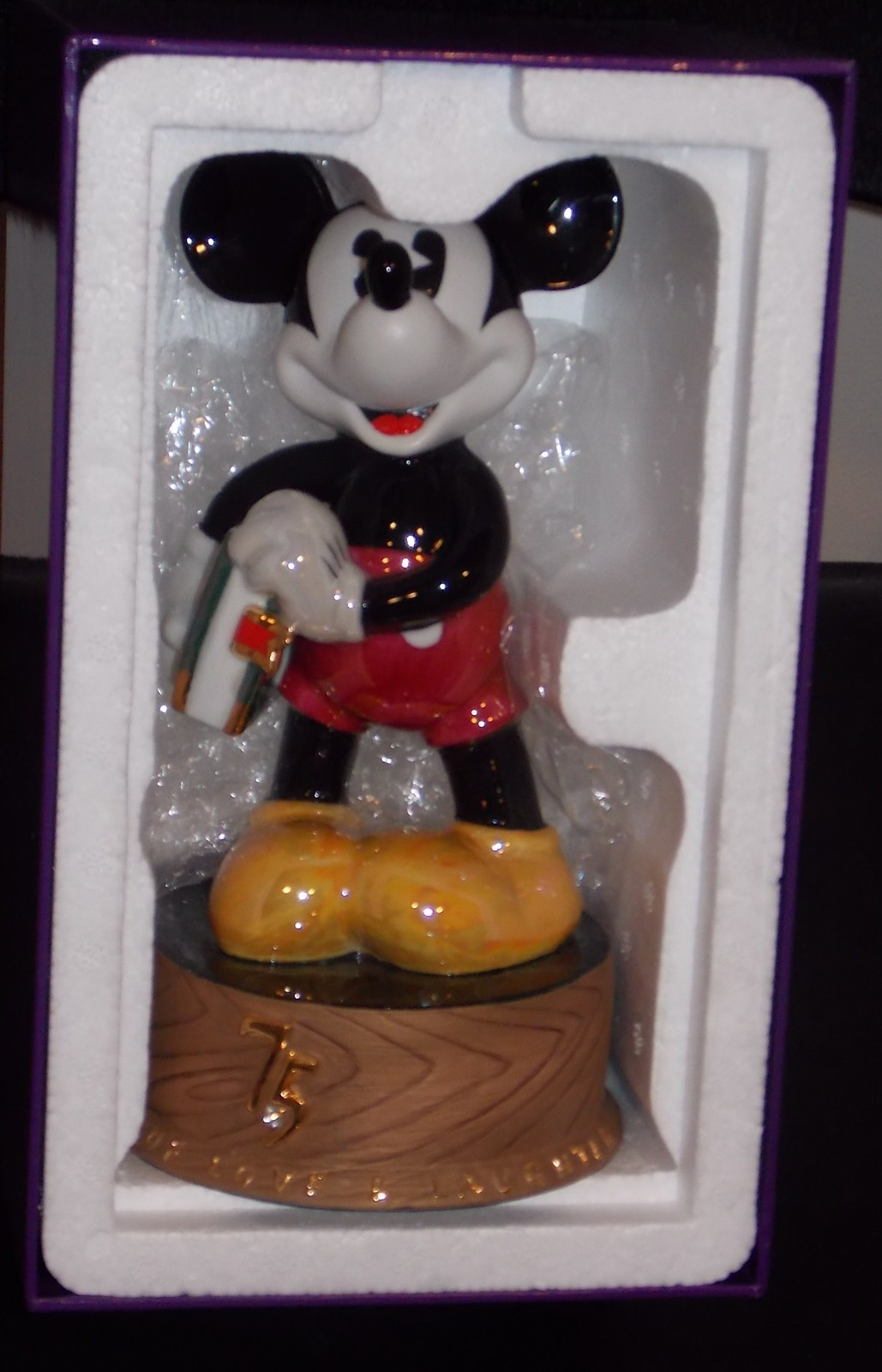 Disney 75 Years Of Love & Laughter Mickey Mouse Figurine With Certificate