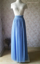 DUSTY BLUE Tulle Maxi Skirt Full Length Blue Wedding Bridesmaid Skirt Plus Size