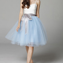 Light Blue Tulle Tutu Skirt 6-Layered Party Puffy Tulle Skirt Plus Size image 1