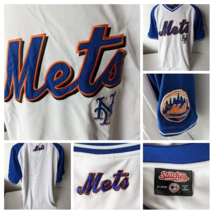 VINTAGE MLB New York Mets Jersey Stitches V Pullover Mens XL White Blue ... - $49.88