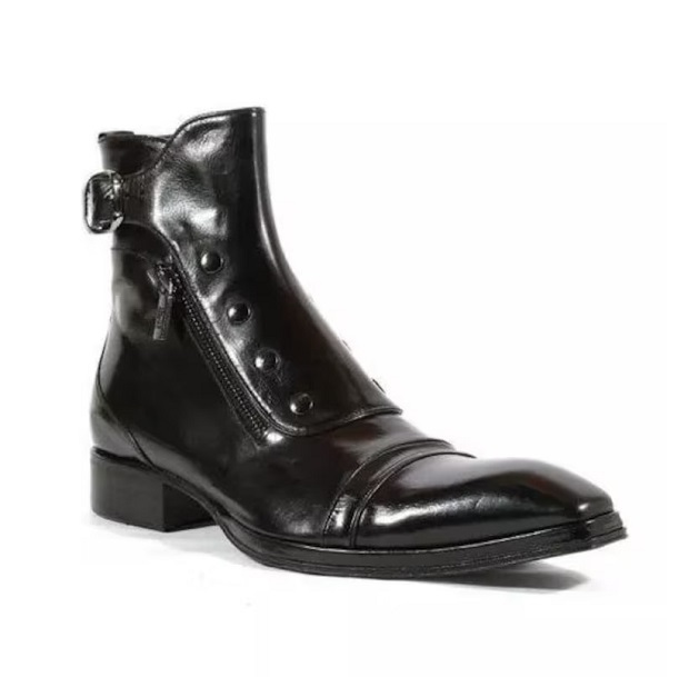 Men Black Combat Boots, Military Style Leather Boots, Army Boot Boots