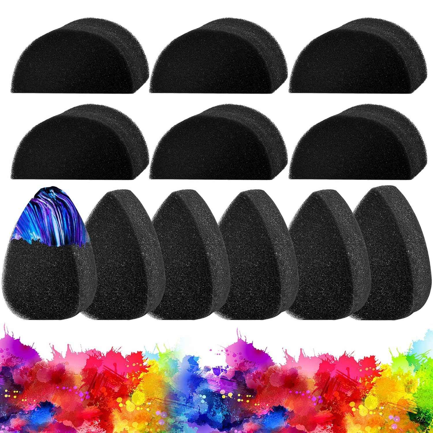 12 Pack Professional Face Paint Sponges, Black Half Moon Face Painting ...