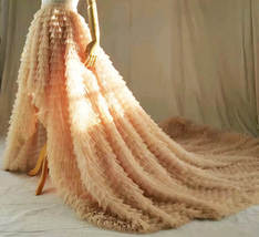 High Low Tulle Skirt Champagne Wedding Bridal Tiered Tulle skirt Plus Size Ball