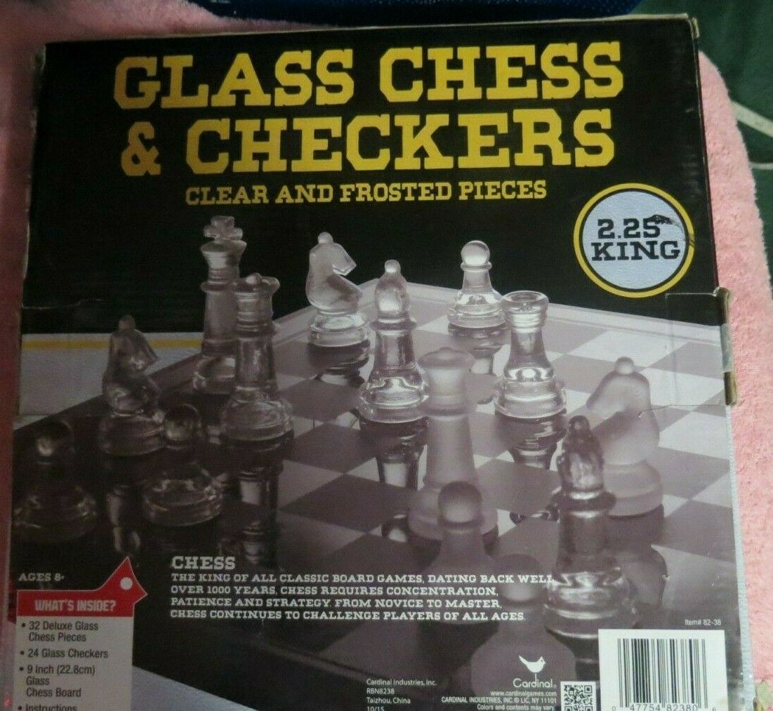 Cardinal 3 Games in 1 Set, Travel Tin, Open Box, Checkers, Chess & Tic-Tac- Toe