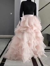 BLUSH PINK Ruffle Tulle Maxi Skirt Outfit Layered Tulle Skirt Bridal Tulle Skirt