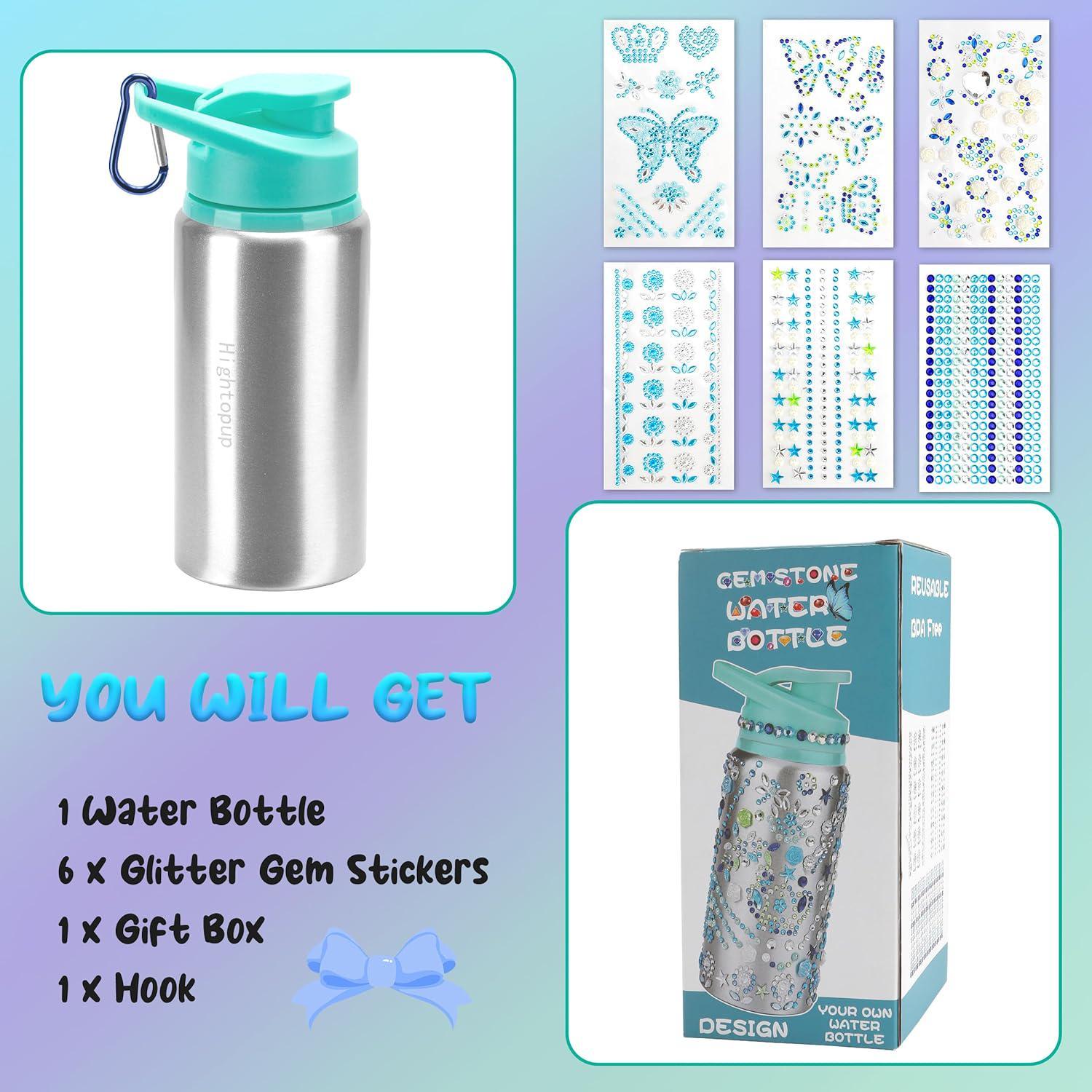 YOFUN Decorate Your Own Water Bottle with 11 Sheets of Unicorn Stickers &  Glitter Gems, Craft Kit & Art Kit for Children, Gift for Girls Age 4 5 6 7  8