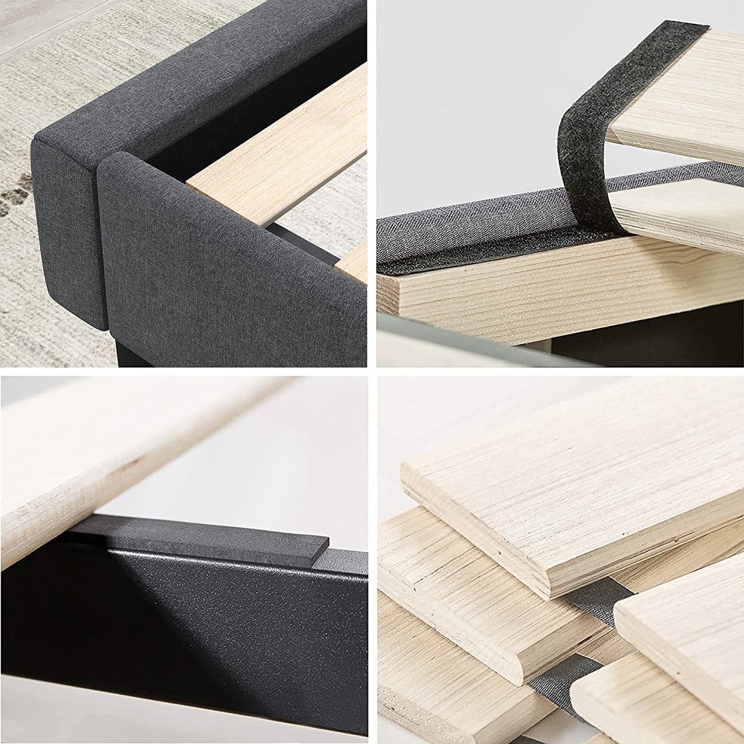 Zinus Shalini Upholstered Platform Bed Frame / Mattress Foundation / Wood, Queen Beds & Bed Frames