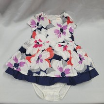Vintage Gymboree Baby Girl Dress Floral Flower Navy Blue White Purple 6-12 NEW - $19.80