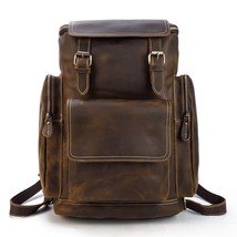 100% Genuine Crazy Horse Leather Large Capacity Laptop backpack Retro cowhide sc - $233.00