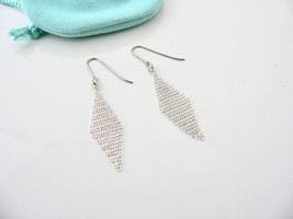 Tiffany &amp; Co Silver Diamond Mesh Earrings Drop Dangling Dangle Love Gift... - $948.00