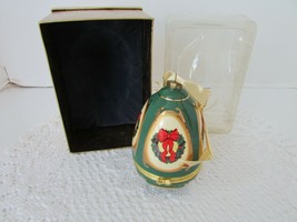 Mr.Christmas Musical Glass Ornament Trinket Box Valerie Green Wreath 4.25"H Mib - $18.76