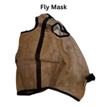 Fly Mask Horse Size No Ears Tan USED image 1