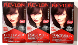 3 Pack Revlon 32 Dark Medium Mahogany Colorsilk Beautiful Permanent Hair Color - $25.99