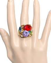 Multicolor Crystals Classy Statement Stretch Cocktail Stretching Ring - $18.05
