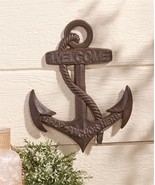 Anchor Wall Plaque with Welcome Sentiment 13.8&quot; High Cast Iron Seaside O... - $37.61