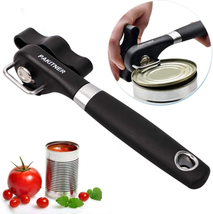 Can Opener Manual Beer Hand Held Safety Easy Camping Side Cut Can Openers  Cover Smooth Edge, with Bottle Opener Black