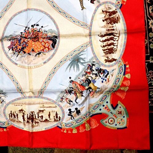 Authentic Rare! Hermes Carre Africa Tribe Vintage 90cm Silk Scarf