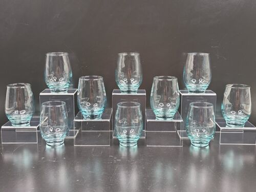 Set of Ten 10 Vintage Iced Tea Goblets Aqua Green Glasses 12 Oz