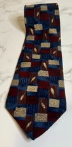Courreges Homme 100% Silk Men&#39;s Necktie Red/Blue Geometric Pattern A5 - $9.27