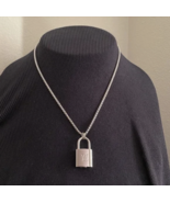 New Louis Vuitton Silver-Toned Lock on 20&quot; Box Link Chain Necklace - $89.00