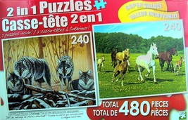 LPF 480 Piece 2-in-1 Puzzle ~ the Wolf Lair &amp; Running Free - $11.87