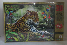 Milton Bradley Puzzle 500 pieces Super 3D LAZY AMAZON AFTERNOON big cat ... - $36.42