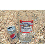 1990 TALL Big THICK Glass Budweiser Mug Stein bz - $44.99