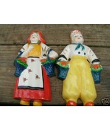 Occupied Japan Pottery Yamaka PAIR Dutch Boy Girl Wall Hangs BZ - $69.99