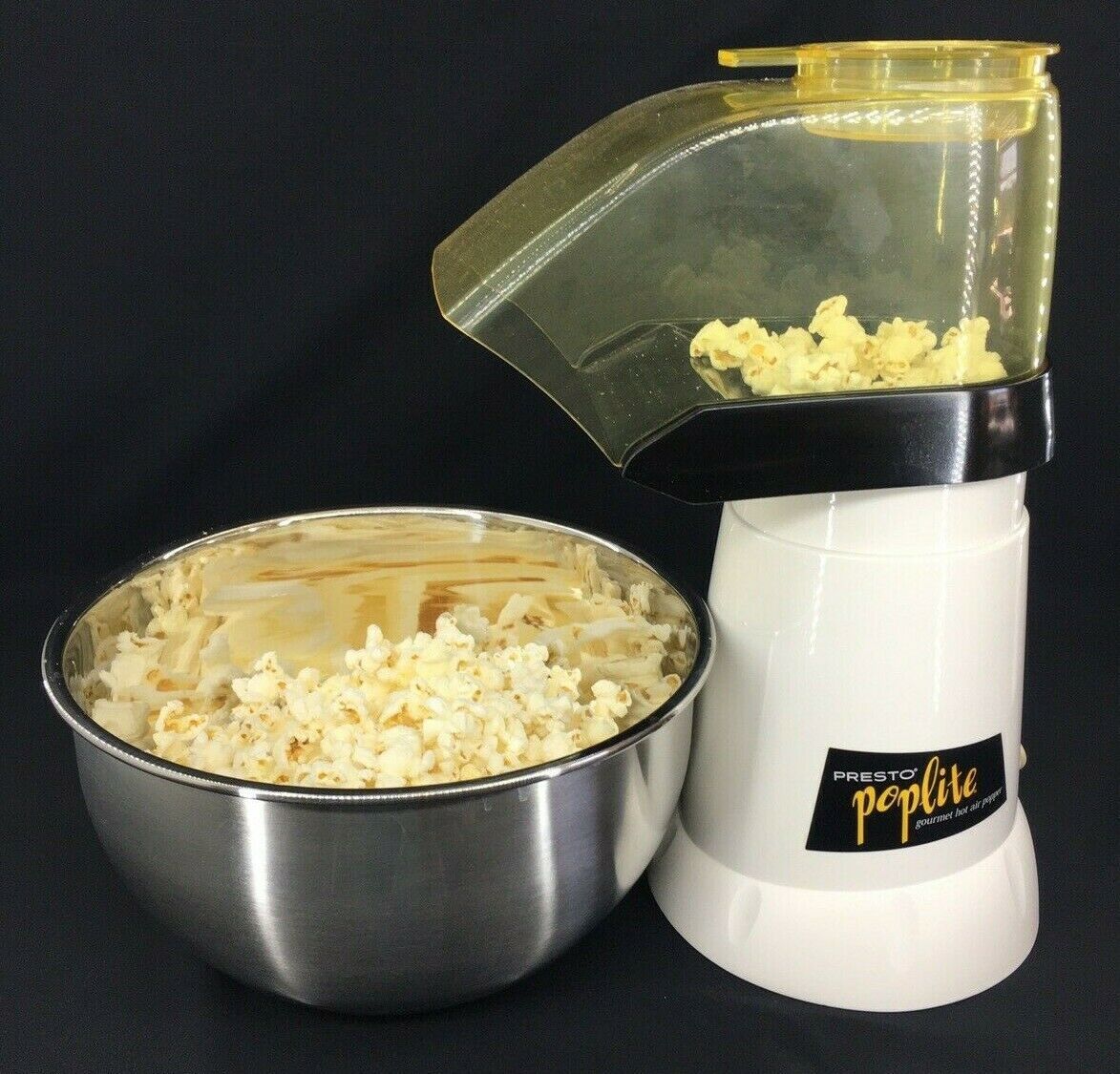 Presto Poplite Hot Air Popcorn Maker Beige Yellow Model 0482007