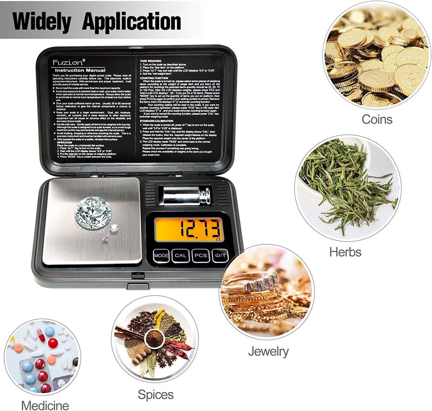 Fuzion Digital Gram Scale, 200g/0.01g Mini Jewelry Scale, Herb