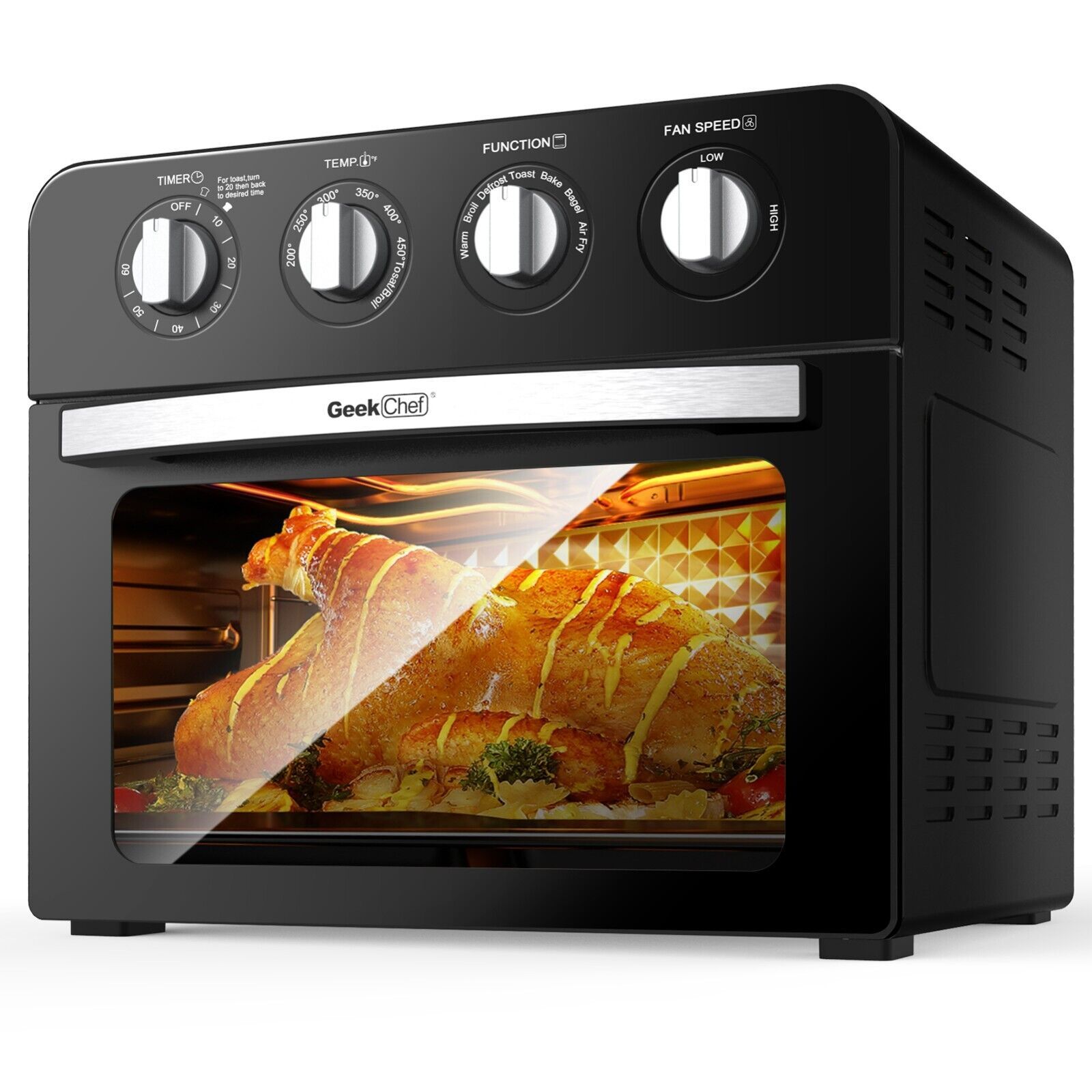 1700W 24QT Air Fryer Toaster Oven Combo, 2-in-1 Digital Convection