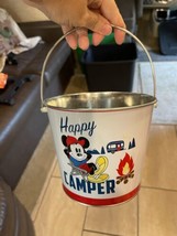 Disney Mickey Mouse Happy Camper Metal Bucket Pail Camping Campfire Decor  - $13.10