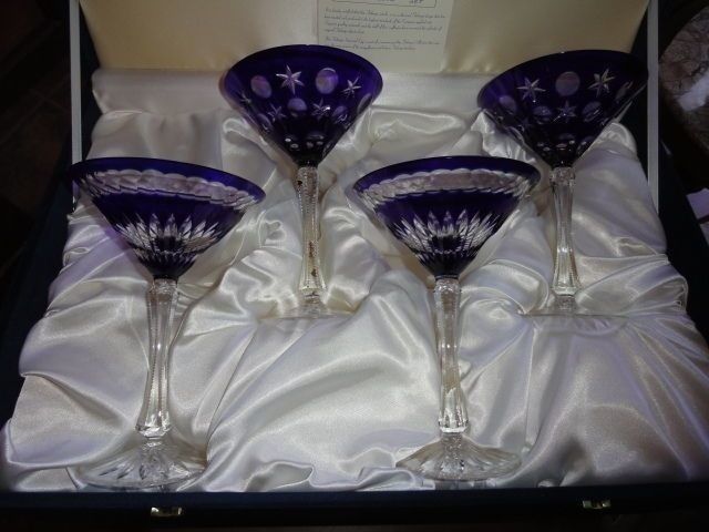 Faberge Martini Black Crystal Glasses set of 2 with the original